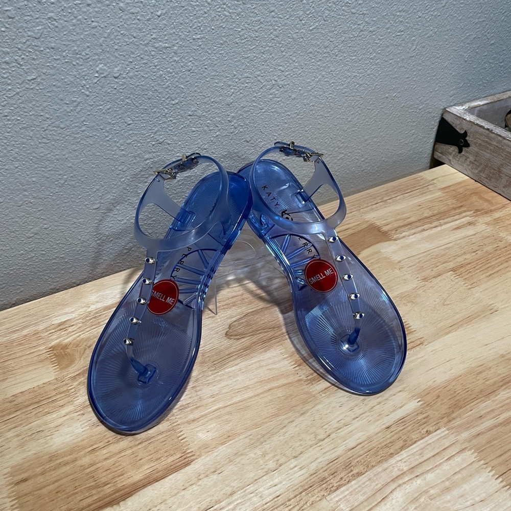 Katy Perry Women’s Flexible PVC GELI® T-Strap Flat Thongs with Crystals - NWT